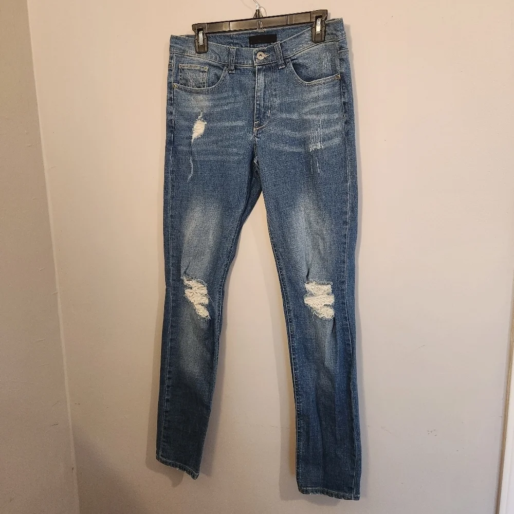Rails Men’s Stretch Skinny Jeans 31x32‎ Light Wash Distressed Denim